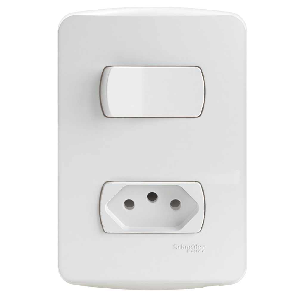 Conjunto 1 Interruptor Paralelo + 1 Tomada 2P+T 10A 250V Pl Br