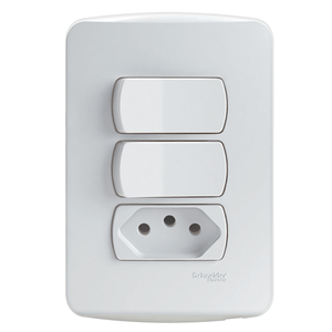 Conjunto 2 Interruptores Simples + 1 Tomada 2P+T 10A 250V Miluz Schneider Electric S3B69050