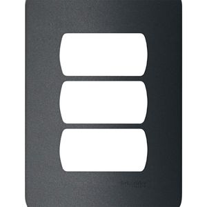 Placa+Suporte 4X2 3 Postos Grafite Schneider Electric S3B77131
