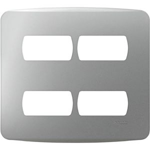 Placa+Suporte 4X4 4 Postos Aluminio Schneider Electric S3B77442