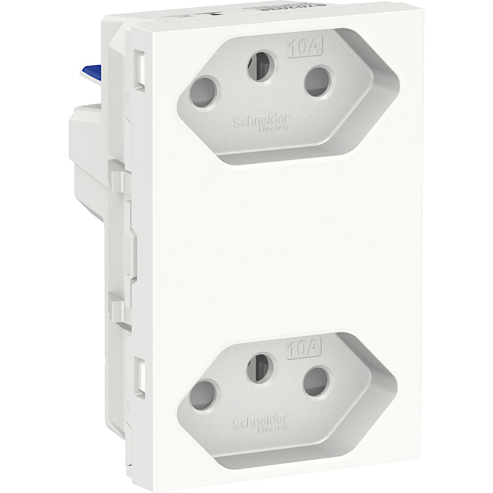 Módulo Tomada Duplex 2P+T 10A Borne Automático 3 Módulos Branco
