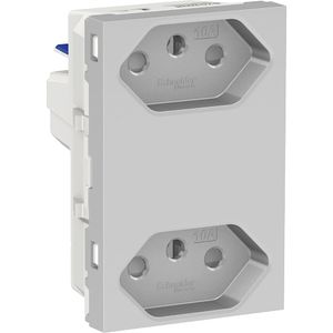 Modulo Tomada Duplex Br 2P+T 10A 250V Borne Automatico 3M Al Schneider Electric S70325174