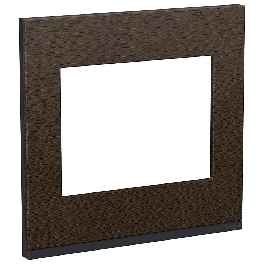 Placa 4X4 Para 6 Módulos Com Suporte Grafite E Madeira Wengue Orion Schneider
