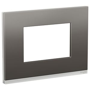 Placa+Suporte 4X2 3 Postos Class Al / Grey Metal Horizontal Schneider Electric S73410385H9