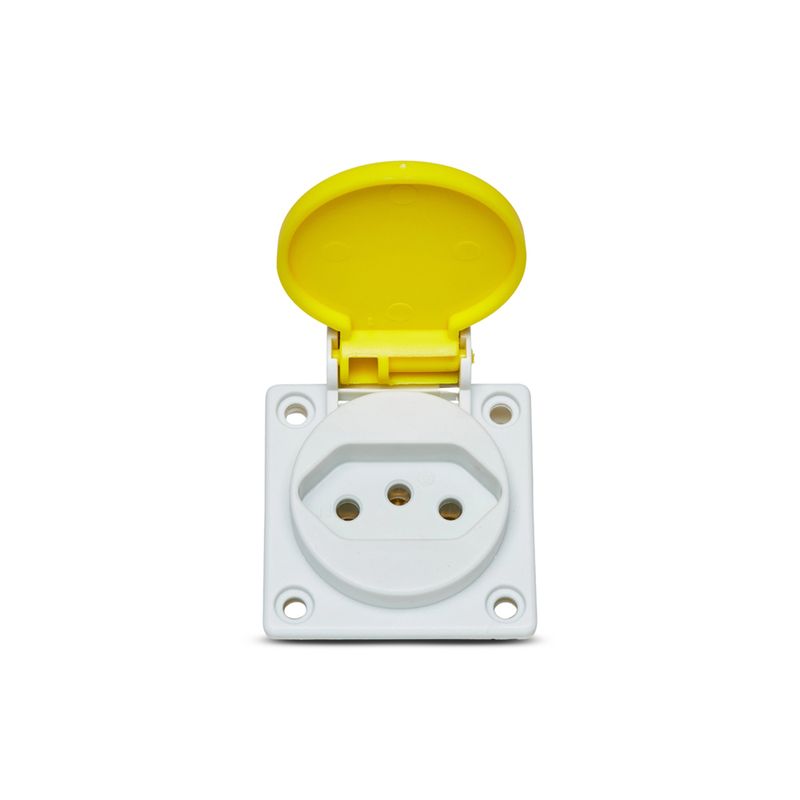 Tomada Quasar C/Tampa 2P+T 10A 250V Nbr14136 Amarela Steck S8640AM