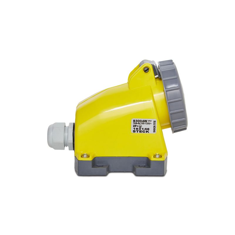 Tomada Sobrepor Shock Tite 2P+T 16A 100/130V 4H Am Ip67 Steck S3004W