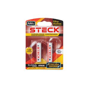 Pilha AAA Palito Alcalina 1,5V 2 Unidades Steck PA15AAA2