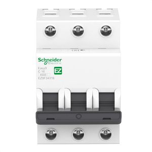 Disjuntor Easy9 3P 16A Curva B - 3Ka Schneider Electric EZ9F13316