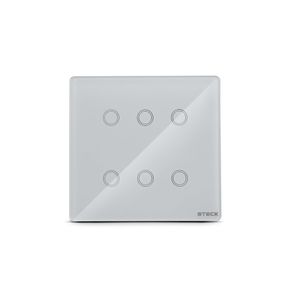 Interruptor Inteligente 4X4", Touch Wi-Fi, 6 Módulos, Branco Steck SMCI6BS2
