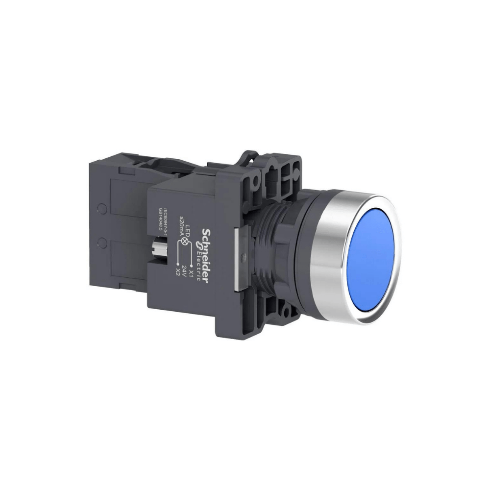 Botão 22Mm 1Na Led 24V Azul Iluminado Xa2Ew36B1 Plástico Schneider