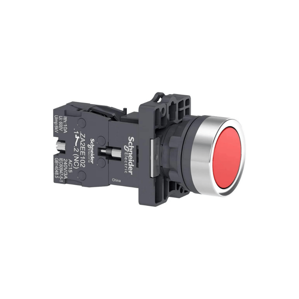 Botão 22Mm 1Na Vermelho Impulsão Com Retenção Xa2Eh042 Plástico Schneider