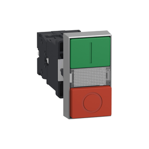Botão Duplo Plástico 22mm 24V 1NA+1NF Verde e Vermelho XA2EW7L3741B5 Schneider Eletric