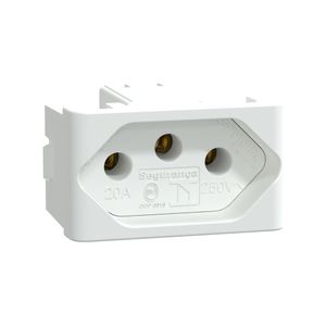 Modulo Tomada Brasileira 2P+T 20A 250V 1M Branco Fosco, Schneider Electric, S401117