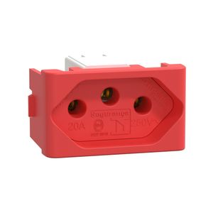Modulo Tomada Brasileira 2P+T 20A 250V 1M Vermelha, Schneider Electric, S401119