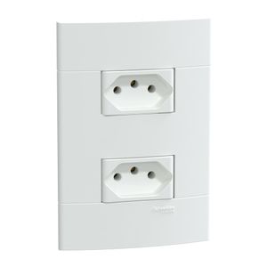 Conjunto 2 Tomadas Br 2P+T 10A 250V Branco Fosco, Schneider Electric, S412107
