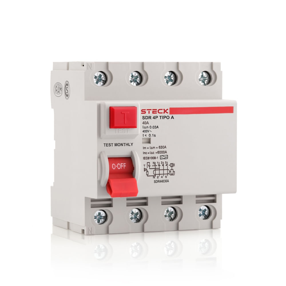 Interruptor Diferencial 4P 40A 30Ma Tipo A, Steck, SDR44030A - Steck