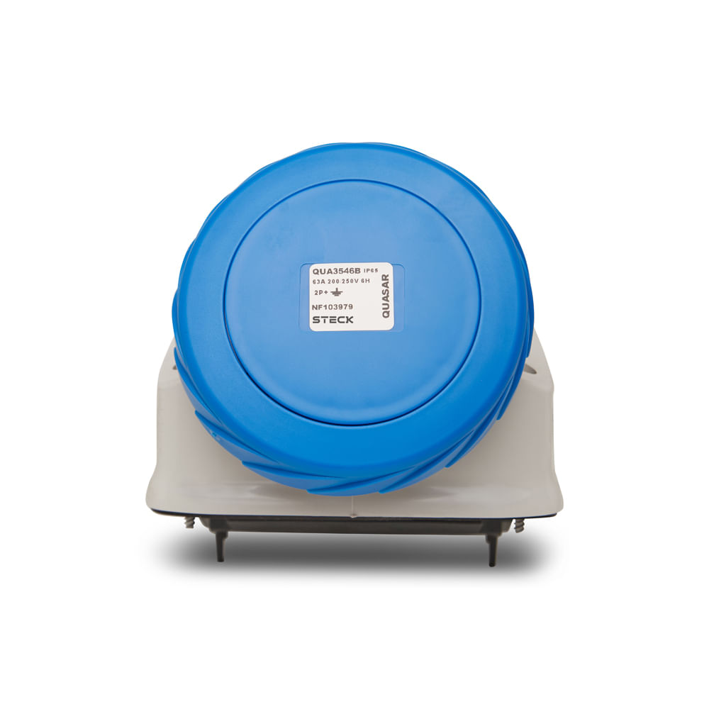 Tomada Bloqueio Embutir Quasar 2P+T 63A 200/250V 6H Az Ip65 Steck