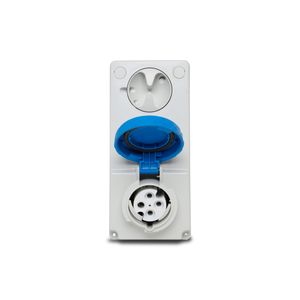 Tomada Bloqueio Embutir Quasar 3P+T 32A 200/250V 9H Az Ip65 Steck Qua4249B