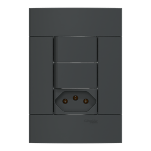 Conjunto 2 Interruptores Simples + 1 Tomada Br 2P+T 10A 250V Grafite Fosco, Schneider Electric, S413901