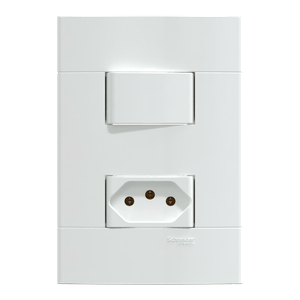 Conjunto 1 Interruptor Paralelo + 1 Tomada Br 2P+T 10A 250V Branco Brilhante, Schneider Electric, S412920