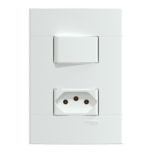 Conjunto 1 Interruptor Paralelo + 1 Tomada Br 2P+T 10A 250V Branco Fosco, Schneider Electric, S412927