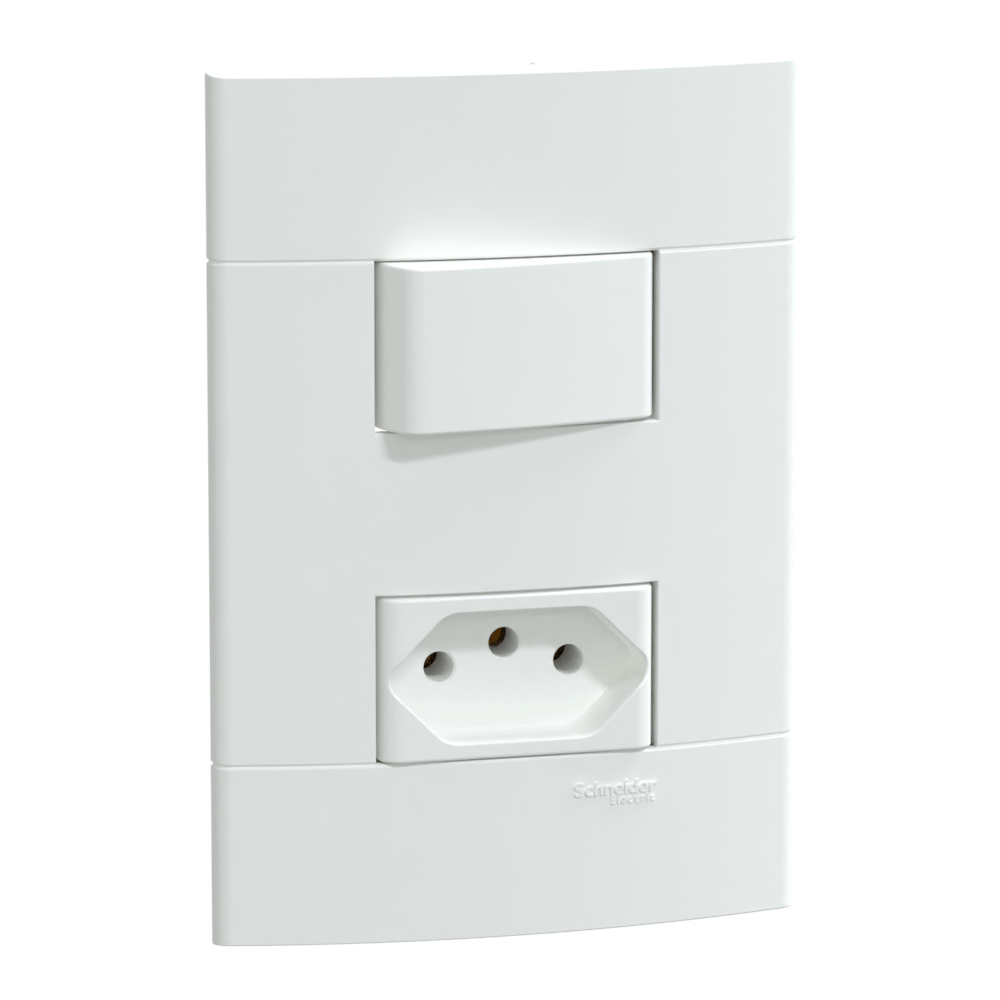 Conjunto 1 Interruptor Paralelo + 1 Tomada Br 2P+T 10A 250V Branco