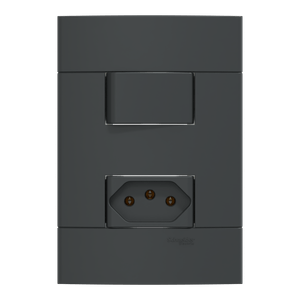 Conjunto 1 Interruptor Simples + 1 Tomada Br 2P+T 10A 250V Grafite Fosco, Schneider Electric, S412901