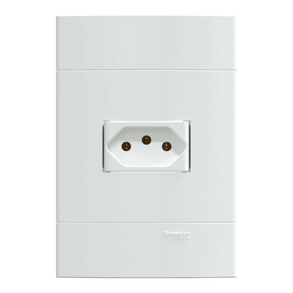 Conjunto Montado Tomada 2P+T 10A-250V Pb S411100 Branco Brilhante Lunare Up Schneider