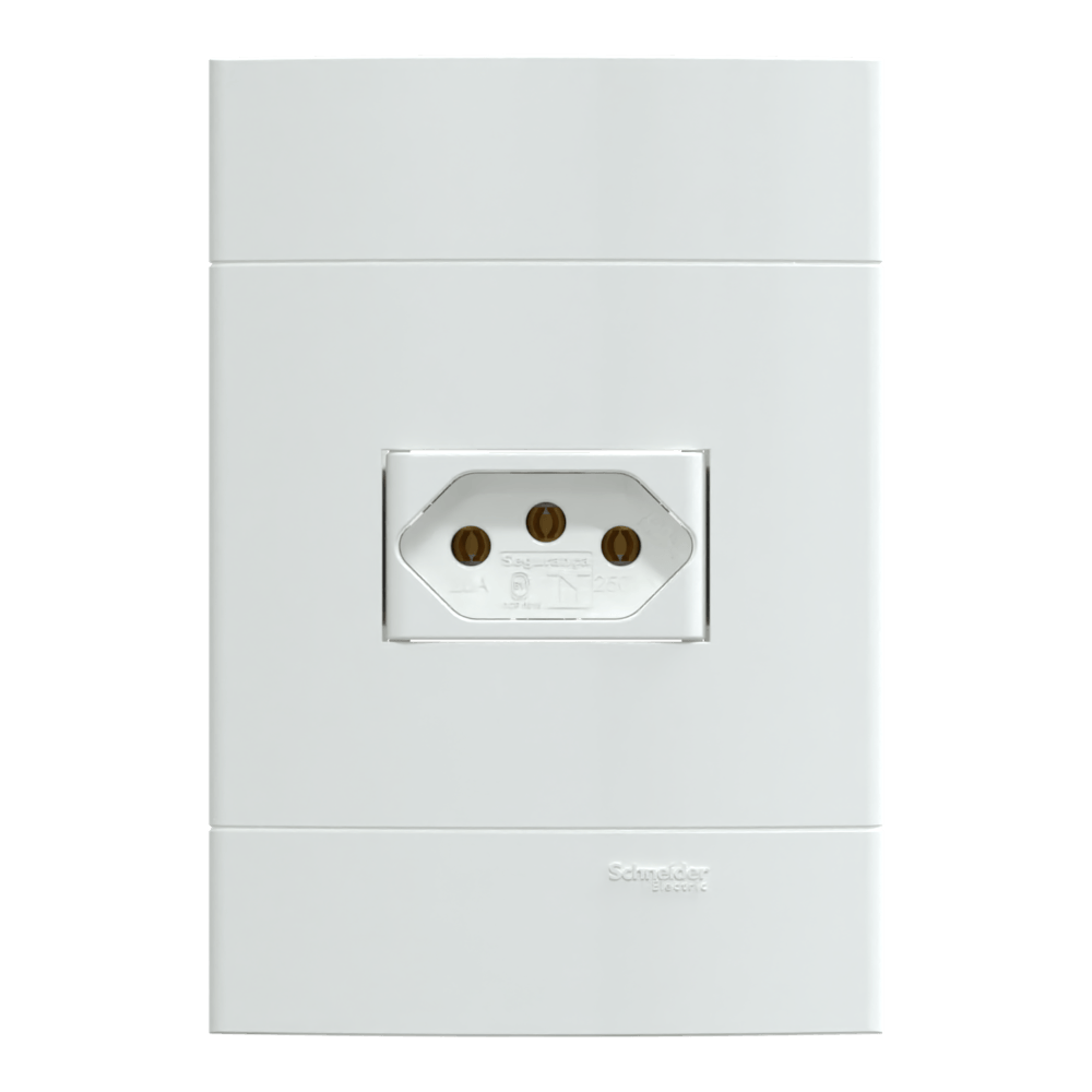 Conjunto Montado Tomada 2P+T 20A 250V Pb S411110 Branco Brilhante Lunare Up Schneider