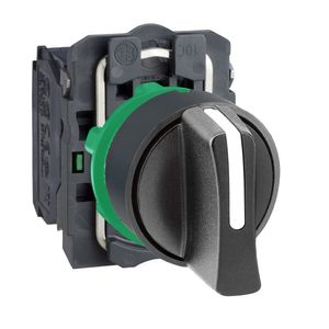 Chave seletora Ø22mm plástica, 3 posições fixas, manopla curta, 2NA