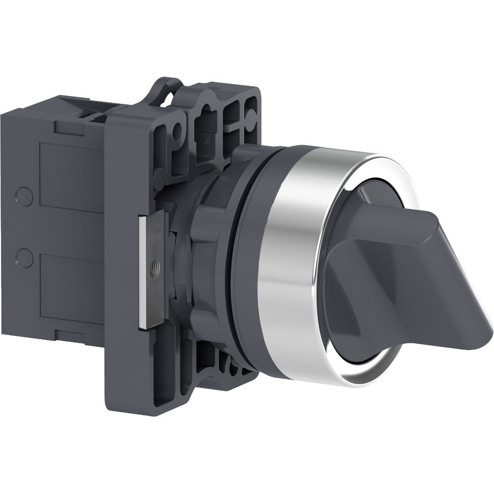 Chave seletora Ø22mm plástica, 2 posições retorno por mola