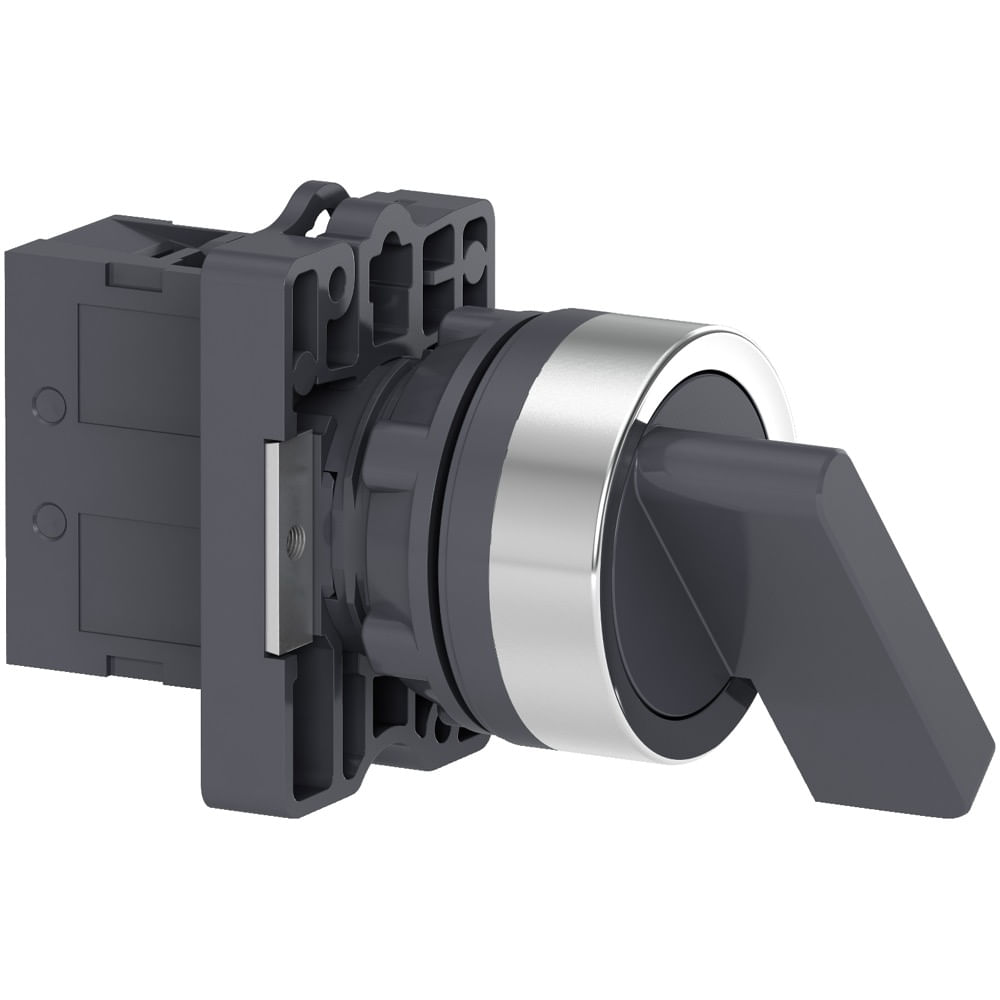 Chave seletora Ø22mm plástica, 2 posições fixas, manopla longa, NA