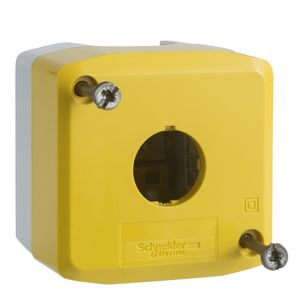 Botoeira de comando 1 furo Ø22mm, vazia, amarela, botão modular