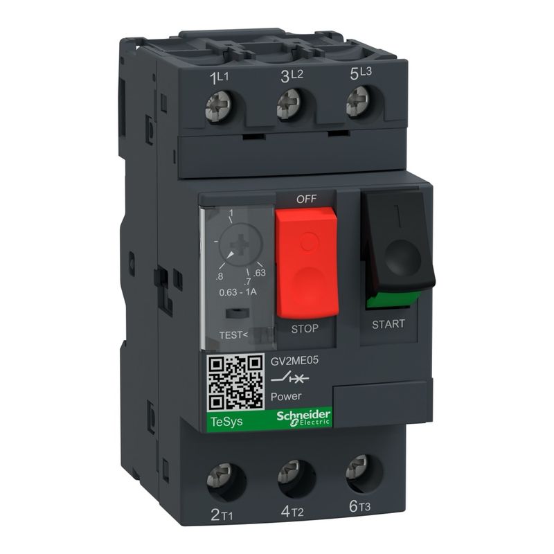Disjuntor-motor-termomagnetico-Tesys-Deca-0.63-1A-botao-de-impulsao