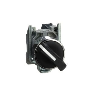 Chave seletora Ø22mm metálica, 2 posições fixas, manopla curta, NA