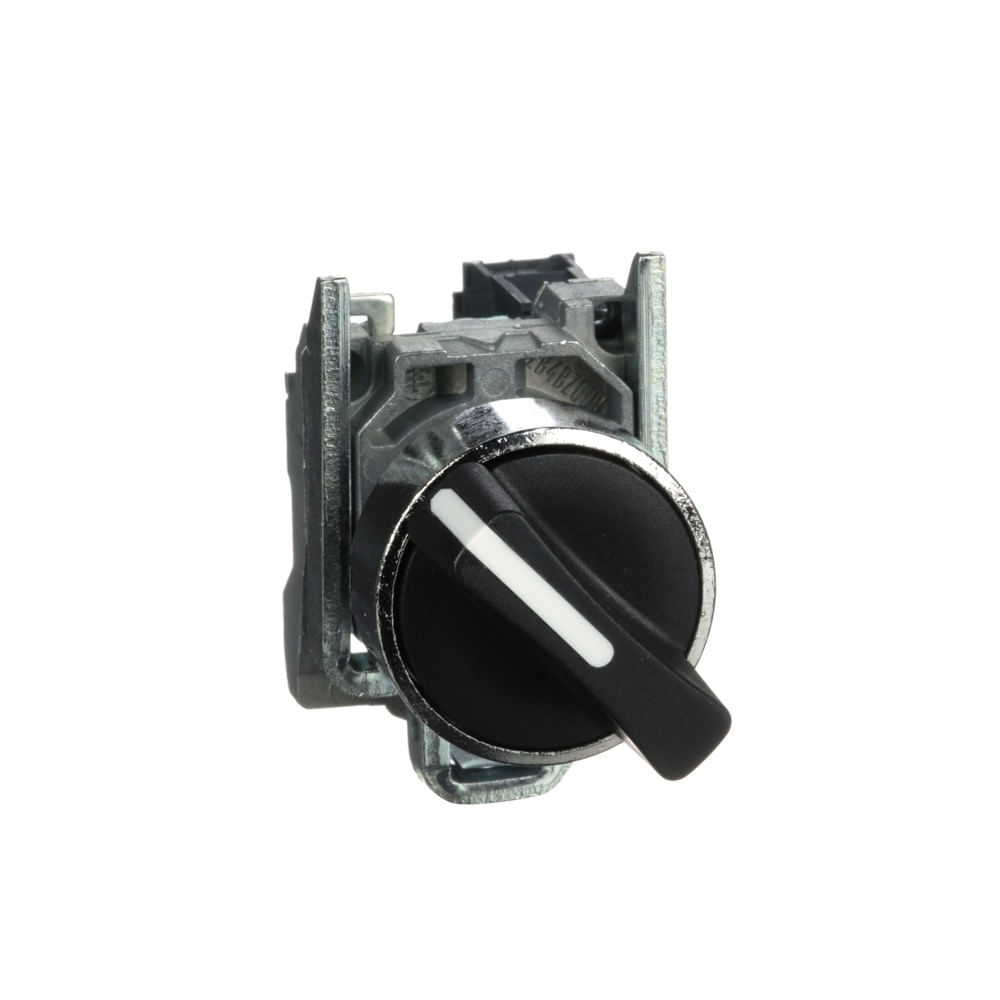 Chave seletora Ø22mm metálica, 2 posições fixas, manopla curta, NA