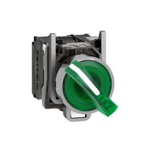 Chave seletora luminosa Ø22mm metálica, 2 posições fixas, verde, NA+NF, 24V