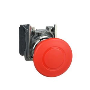 Botão Ø22mm metálico, emergência, puxar para destravar,  cogumelo Ø40mm, vermelho, NF
