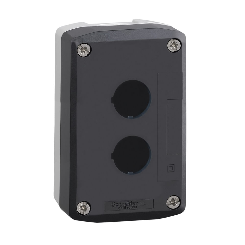 Botoeira de comando 2 furos Ø22mm, vazia, cinza, para botão modular
