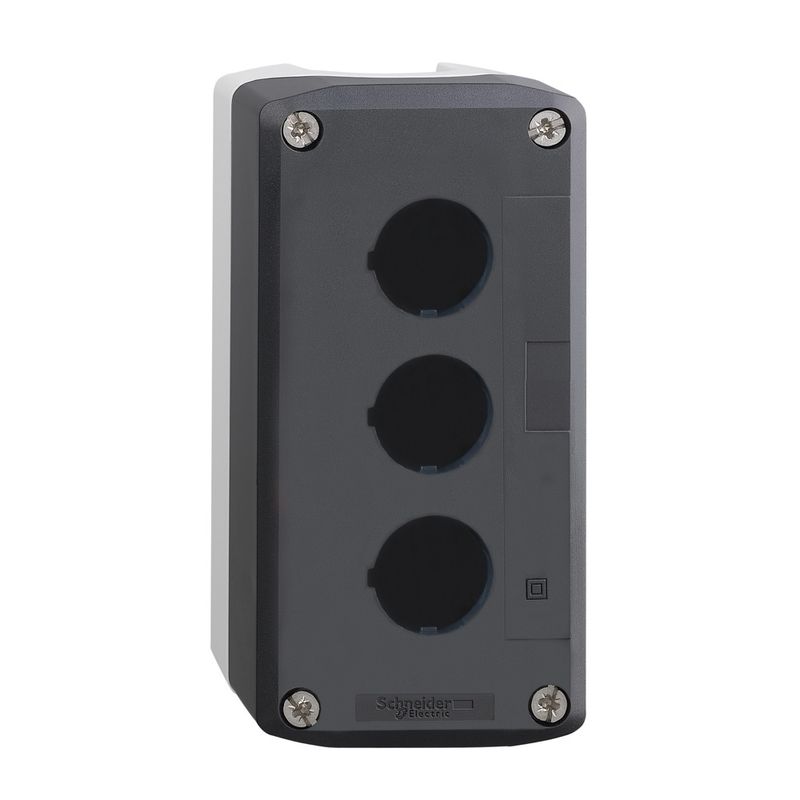 Botoeira-de-comando-3-furos-Ø22mm-vazia-cinza-para-botao-modular