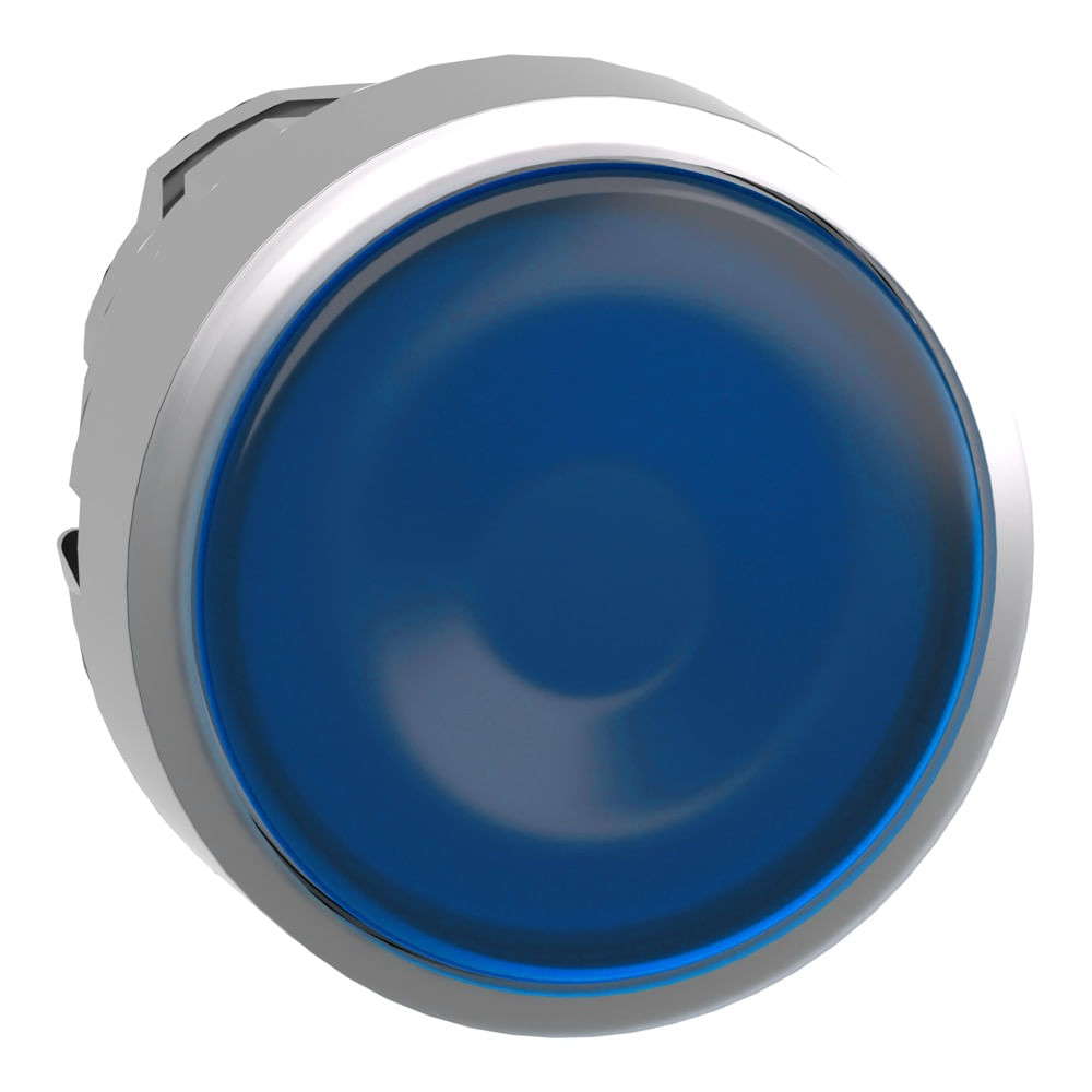 Cabeçote para botão luminoso modular Ø22mm metálico, para LED integral, azul