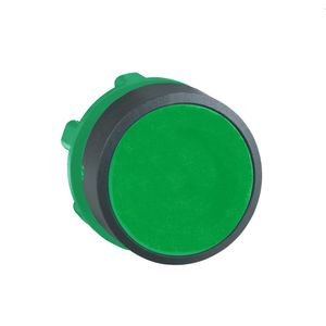 Cabeçote para botão Ø22mm plástico, faceado, retorno por mola, verde
