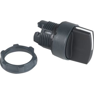 Cabeçote para chave seletora Ø22mm plástico, 2 posições fixas, manopla curta, preto