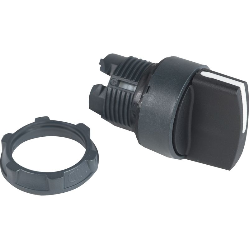 Cabecote-para-chave-seletora-Ø22mm-plastico-2-posicoes-fixas-manopla-curta-preto