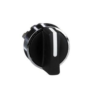 Cabeçote para chave seletora Ø22mm metálico, 2 posições fixas, manopla curta, preto