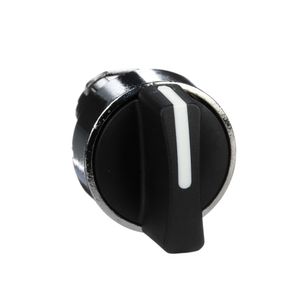 Cabeçote para chave seletora Ø22mm metálico, 3 posições retorno por mola, manopla curta, preto