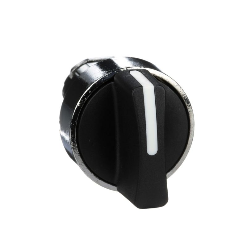 Cabecote-para-chave-seletora-Ø22mm-metalico-3-posicoes-retorno-por-mola-manopla-curta-preto