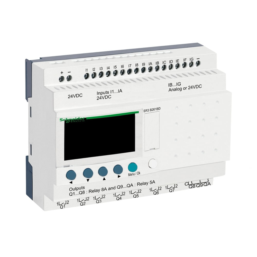 Relé Programável Modular - Com Display e Relógio - 16 Entradas/10 Saídas - 24 Vdc
