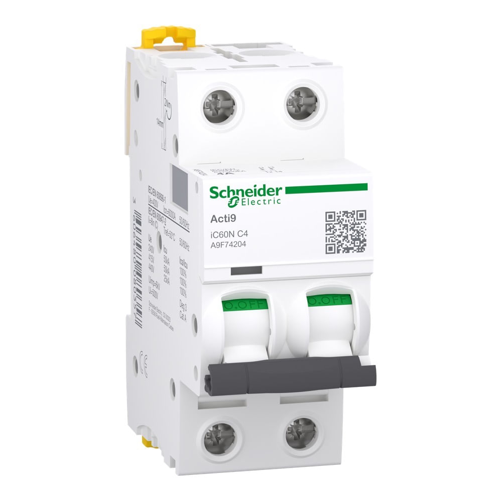Disjuntor 2P 4A C 20Ka 230V Acti9 Ic60N A9F74204-Br Schneider