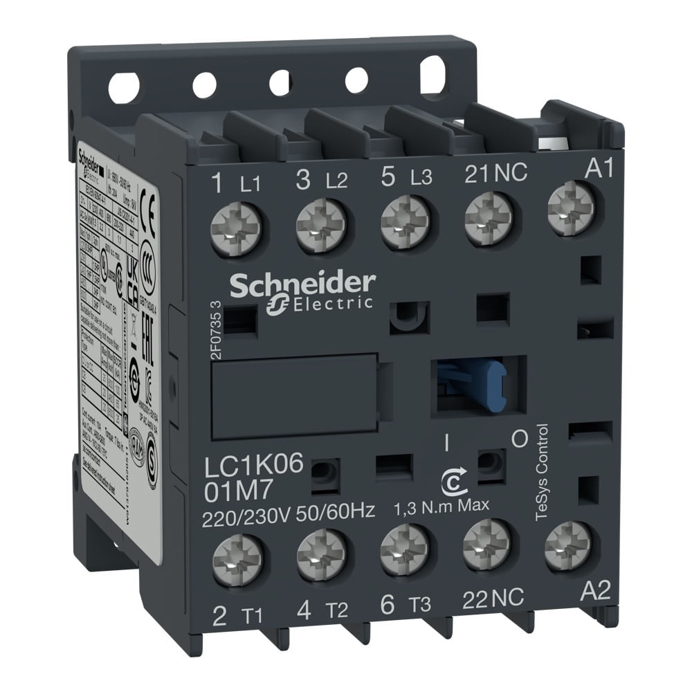 Encontraproduto.com.br - Contator 3P Mini 9A 110V 50/60Hz 1Nf Lc1-K0901F7 Schneider